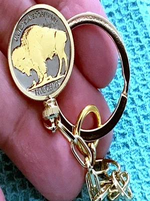 Gold Leaf Buffalo Nickel Keychain