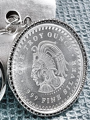 The Aztec Emperor Cuauhtémoc 1 Ounce Pure Sterling Silver Keychain