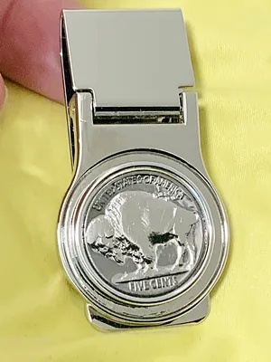 Buffalo Nickel Ruthenium Money Clip (Reversed)