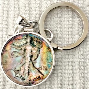 *REAL SILVER* Liberty Eagle Half Dollar S925 Bezel Keychains