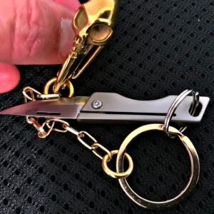 Titanium Skull Carabiner/Titanium Mini Knife (Golden) Keychain