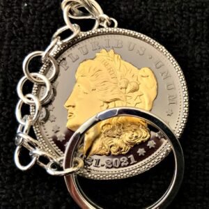 100 YEAR Anniversary Ruthenium (1921-2021) 24K Gold Leaf MORGAN Dollar Keychain