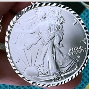 Sterling Silver Diamond Bezel 2023 BU 1 Oz. Liberty Eagle Keychain