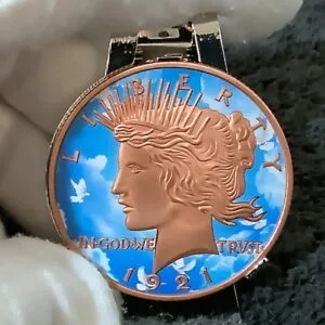 1921 1 OZ COPPER (COLORED) PEACE DOLLAR MONEY CLIP
