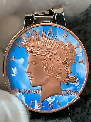 1921 1 OZ COPPER (COLORED) PEACE DOLLAR MONEY CLIP