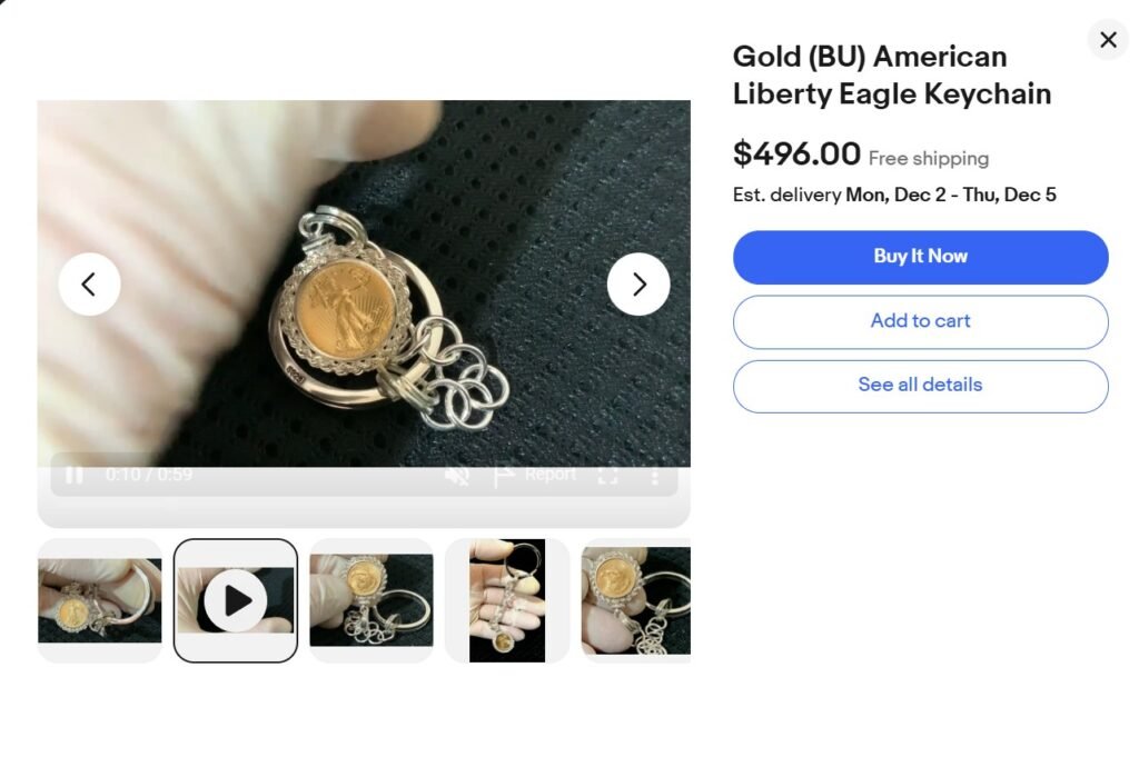 Gold (BU) American Liberty Eagle Keychain