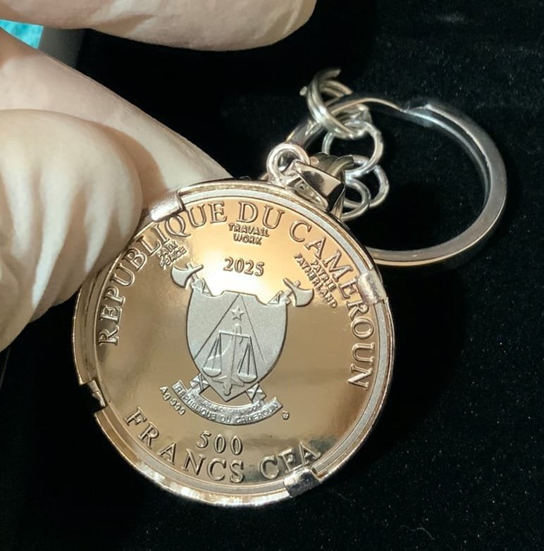 Cameroon Ouroboros Ruthenium Silver (Proof) Red Crystal S925 All Silver Keychain - Image 2