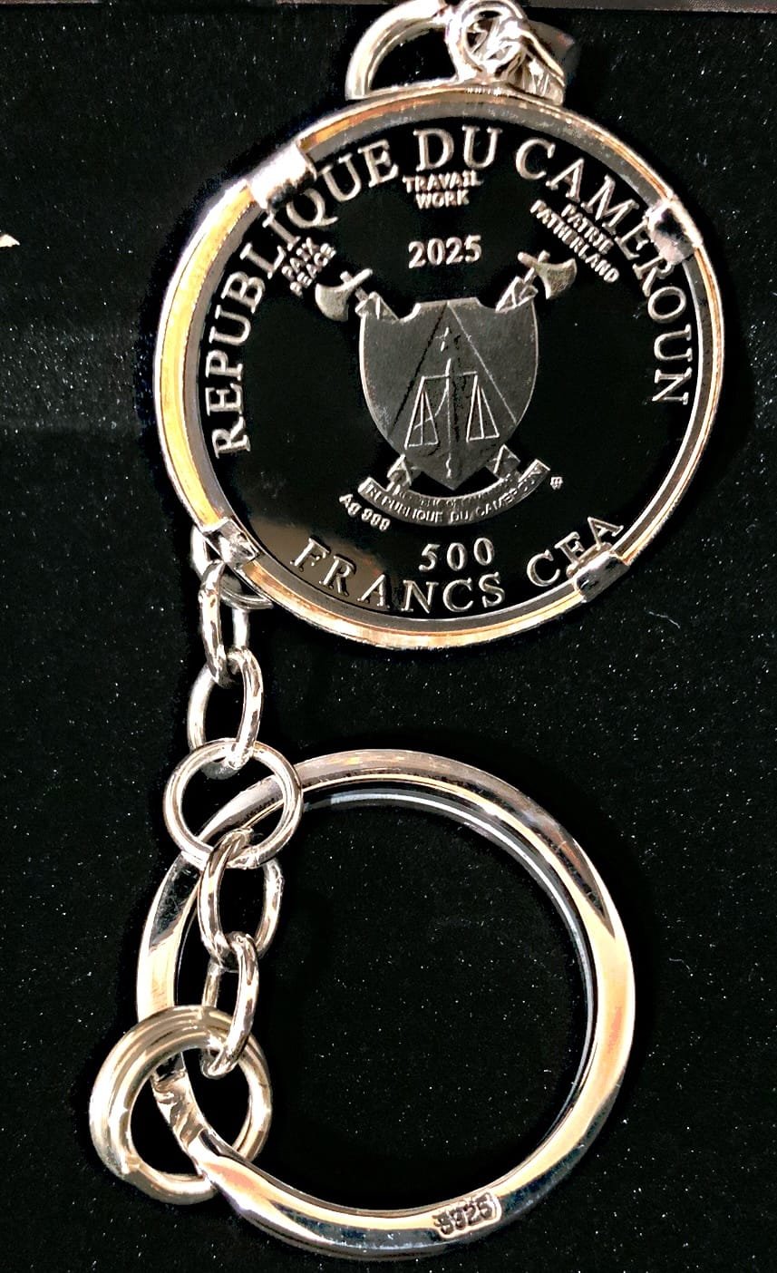 Cameroon Ouroboros Ruthenium Silver (Proof) Red Crystal S925 All Silver Keychain - Image 4