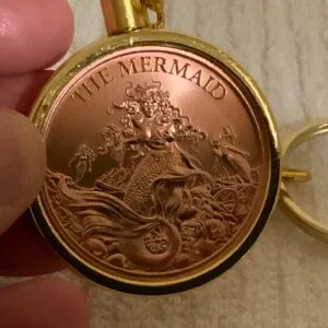 THE MERMAID 1 oz. 0.999 Copper (Gold Bezel) Keychain