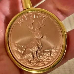 JACKALOPE  1 oz. 0.999 Copper (Gold Bezel) Keychain