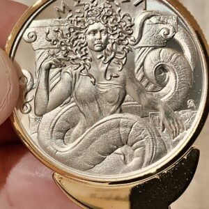 Snake Haired Woman (Golden Bezel) Pure Silver Coin (MC) Money Clip