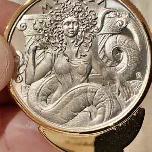 Snake Haired Woman (Golden Bezel) Pure Silver Coin (MC) Money Clip