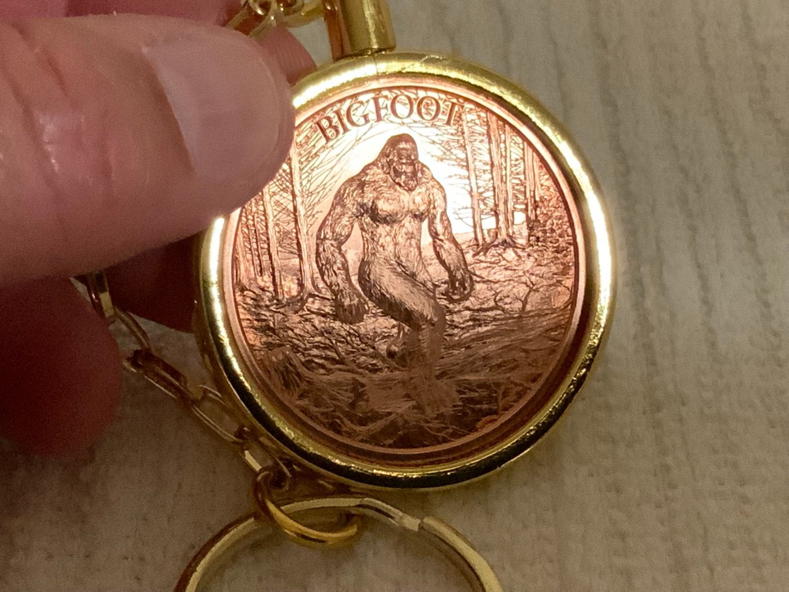 THE BIG FOOT 1 oz. 0.999 Copper (Gold Bezel) Keychain