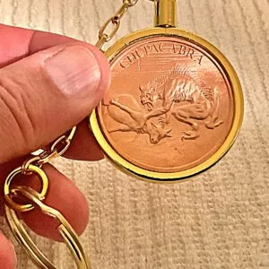 THE CHUPACABRA 1 oz. 0.999 Copper (Gold Bezel) Keychain