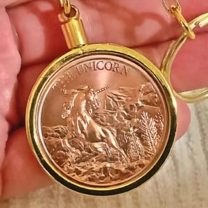 THE UNICORN 1 oz. 0.999 Copper (Gold Bezel) Keychain