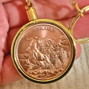 THE UNICORN 1 oz. 0.999 Copper (Gold Bezel) Keychain