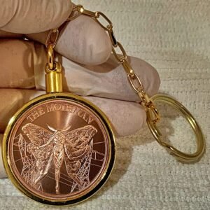THE MOTHMAN 1 oz. 0.999 Copper (Gold Bezel) Keychain