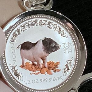2007 Year Of The Pig 1/2 Ounce Silver Pig (32MM) S925 All Silver KC