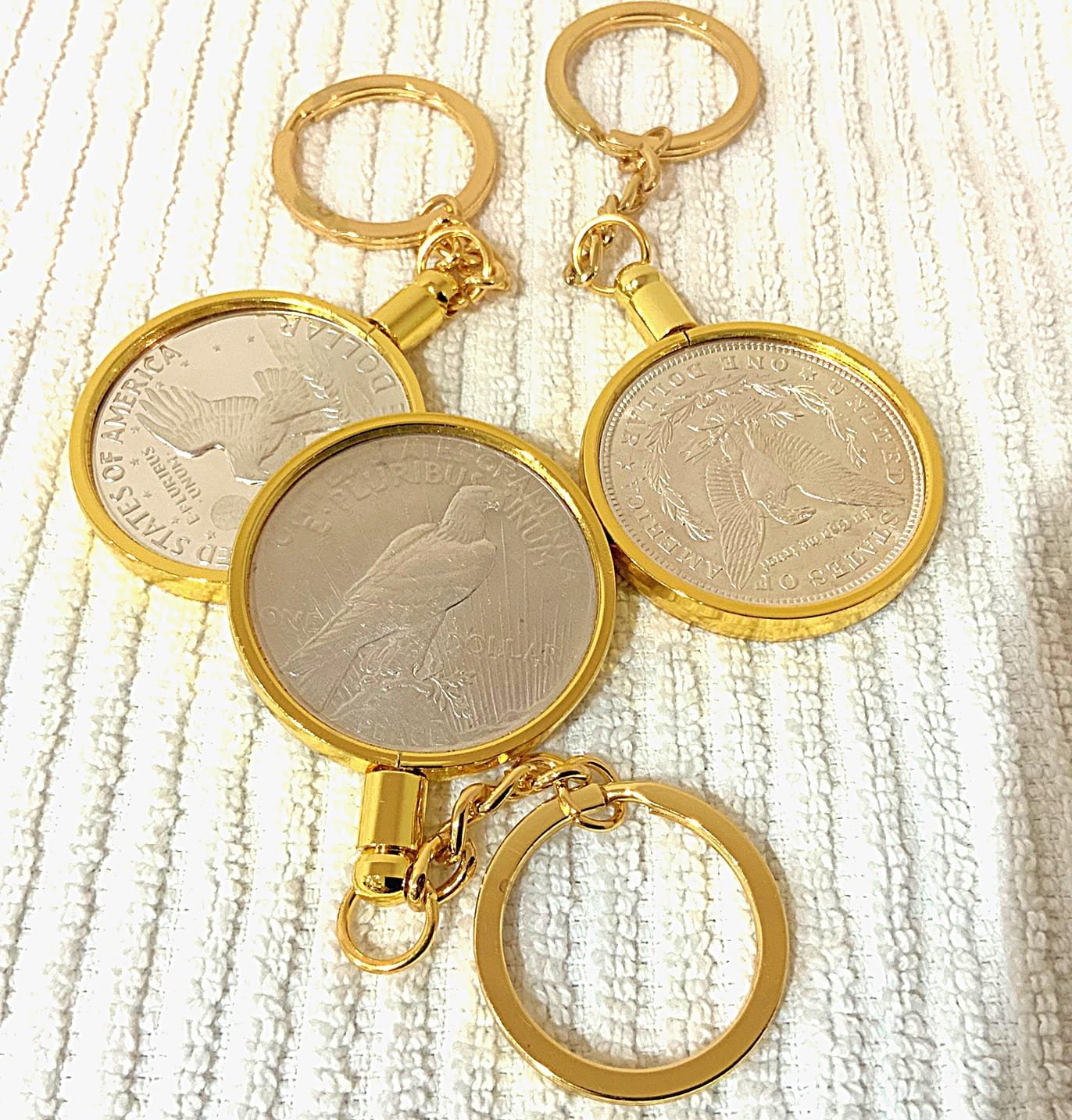 38MM BEZEL FITS Morgan, Peace, Ike Dollars For Coin Keychains (GOLD) - Image 4