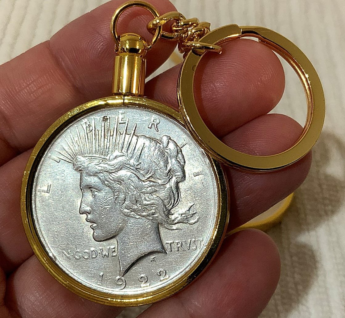 38MM BEZEL FITS Morgan, Peace, Ike Dollars For Coin Keychains (GOLD) - Image 3