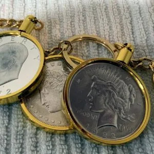(3) 38MM BEZELS FITS Morgan, Peace, Ike Dollars For Coin Keychains (GOLD)