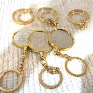 38MM BEZEL FITS Morgan, Peace, Ike Dollars For Coin Keychains (GOLD)