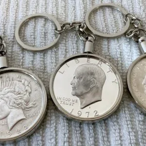 (3) 38MM BEZELS FITS Morgan, Peace, Ike Dollars For Coin Keychains (SILVER)