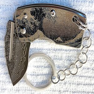 G.Sakai *The Wave* Money Clip VG10 San Mai Damascus Knife (S925) Keychain