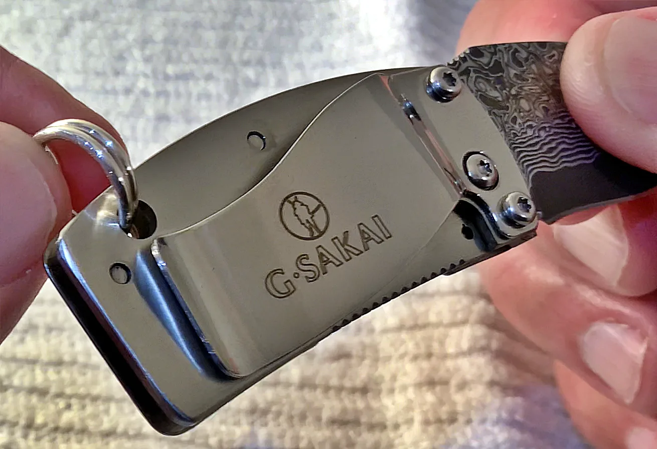 G.Sakai *The Wave* Money Clip VG10 San Mai Damascus Knife (S925) Keychain - Image 4