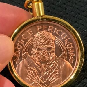 DULCE PERICULUM (Danger is Sweet) 1 Oz. Copper Golden Bezel Keychain