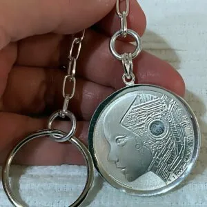AI Pure Ounce Silver Coin Keychain (S925 Bezel)