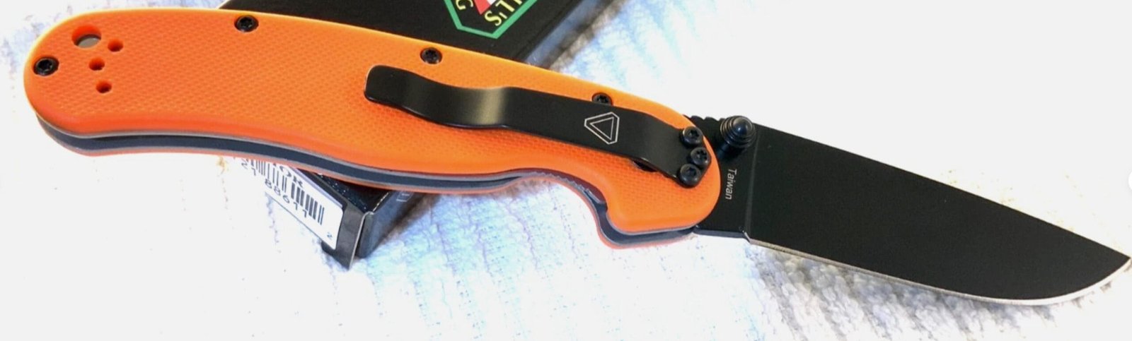 Ontario: RAT 2 AUS-8 *BLACK STEEL BLADE* Orange Grip Handle (G10) - Image 3