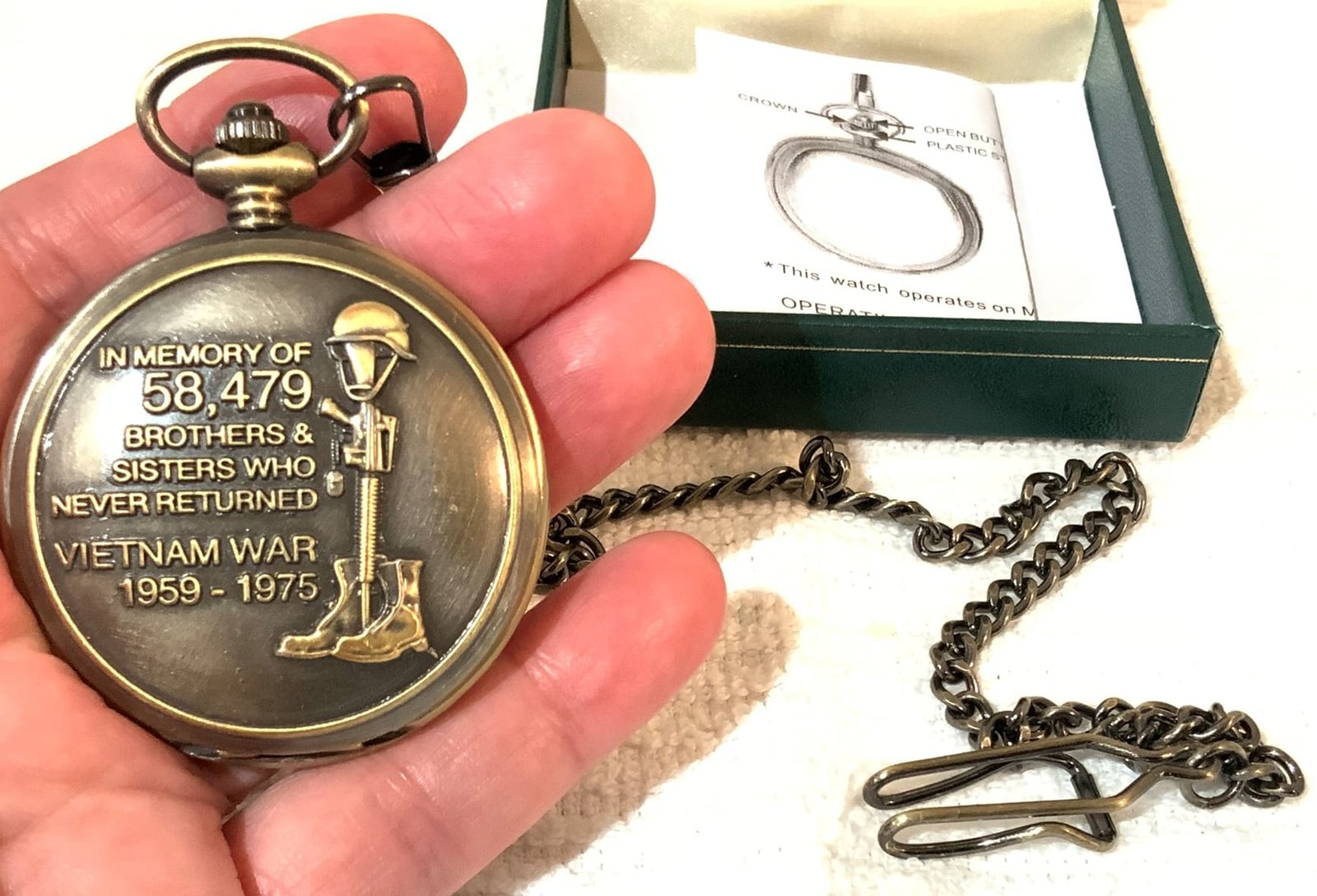 VIETNAM Pocket Watch ~ Features Antique Gold Finish ~ In Momorium Of 58,479 MIA - Image 3