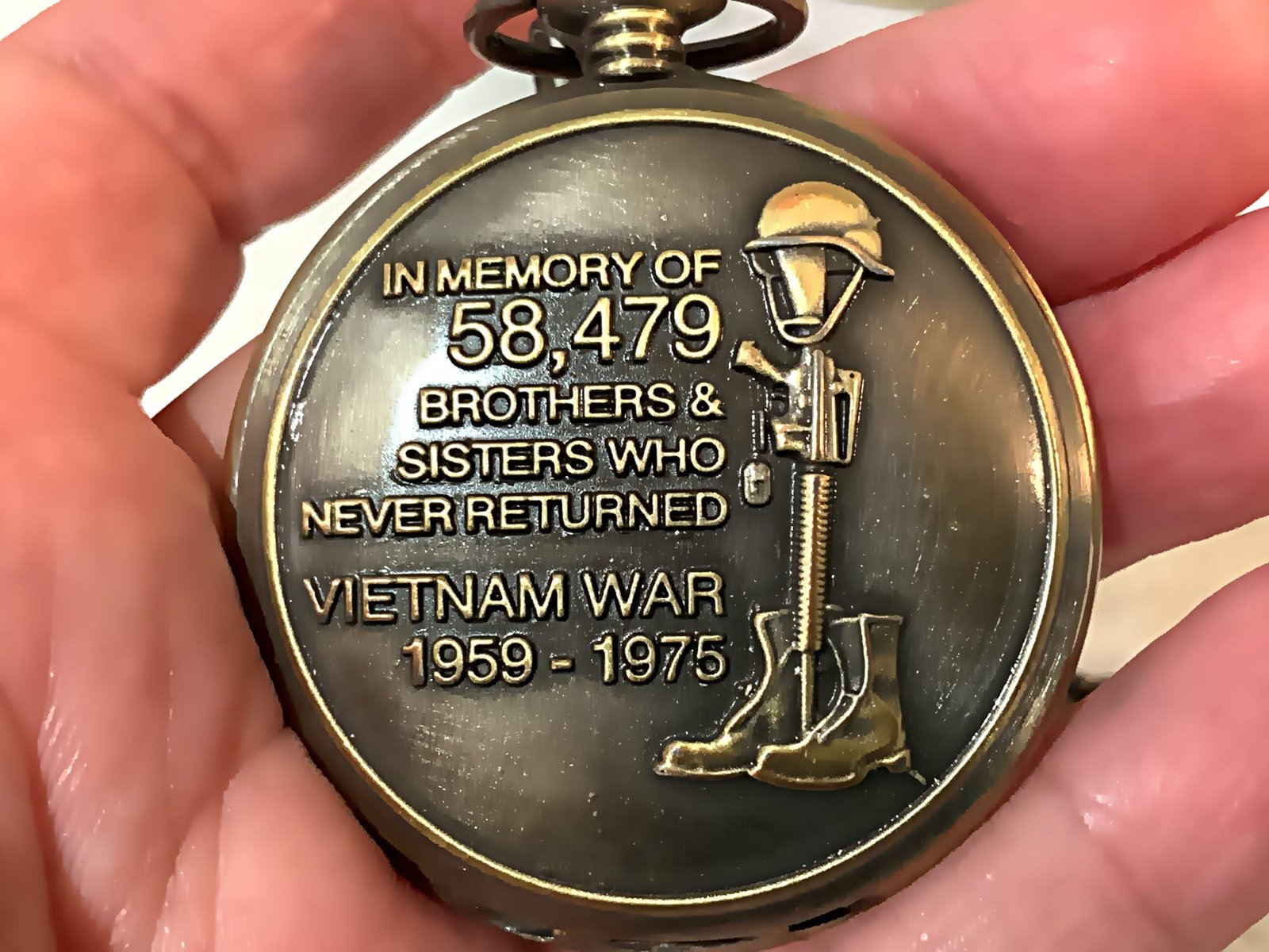 VIETNAM Pocket Watch ~ Features Antique Gold Finish ~ In Momorium Of 58,479 MIA - Image 2