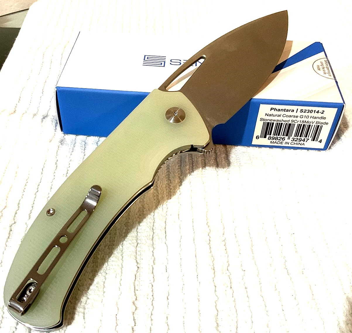 Sencut Phantara Stonewashed 9Cr18MoV *BIG* Blade JADE Handle Pocket Knife - Image 7