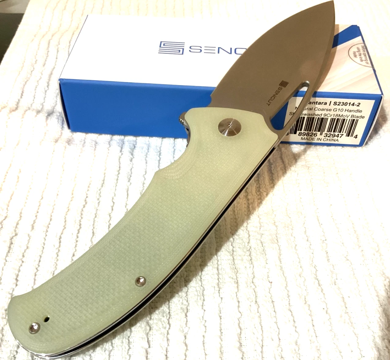 Sencut Phantara Stonewashed 9Cr18MoV *BIG* Blade JADE Handle Pocket Knife - Image 8