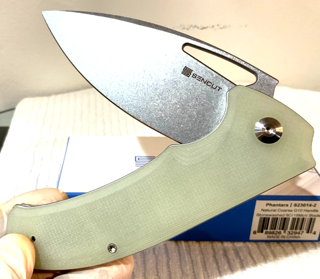 Sencut Phantara Stonewashed 9Cr18MoV *BIG* Blade JADE Handle Pocket Knife