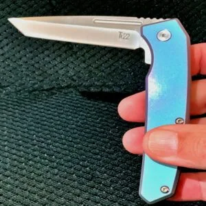 Ontario (Ti22) Ultra Blue Titanium Handle AUS-8 Stainless Steel TANTO Blade 9800