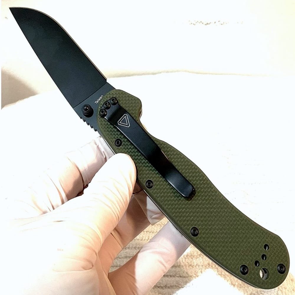Ontario RAT 1 A/O (GREEN) AUS-8 *Black Blade* Dual Thumb Knife 8846OD