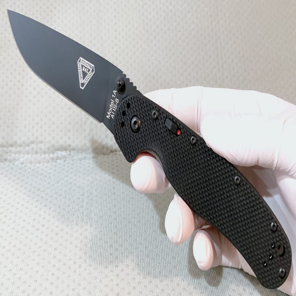 Ontario RAT 1 A/O (BLACK) AUS-8 *Black Blade* Dual Thumb Knife 8871
