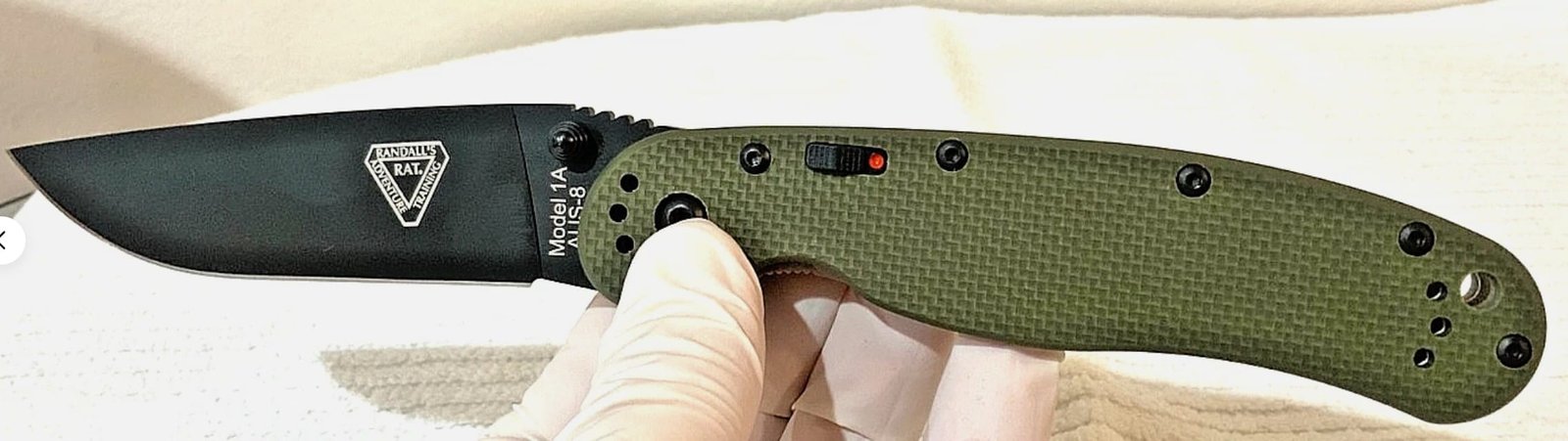 Ontario RAT 1 A/O (GREEN) AUS-8 *Black Blade* Dual Thumb Knife 8846OD - Image 4