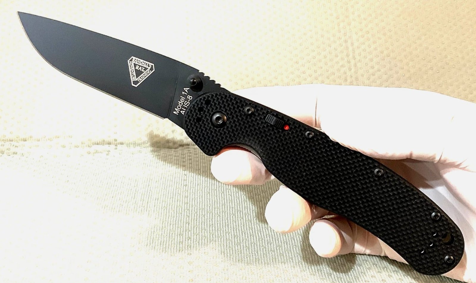 Ontario RAT 1 A/O (BLACK) AUS-8 *Black Blade* Dual Thumb Knife 8871 - Image 4