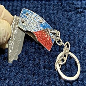 G. Sakai Mount Fuji San Mai Damascus Money Clip Sterling Silver Keychain