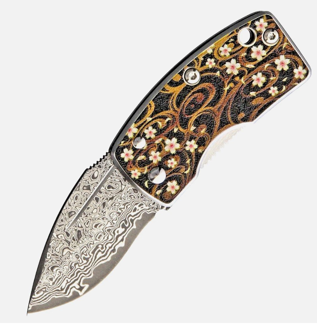 G. Sakai Sakura Ukimon Botanical Money Clip Katana Nick Opening Damascus VG-10 - Image 5