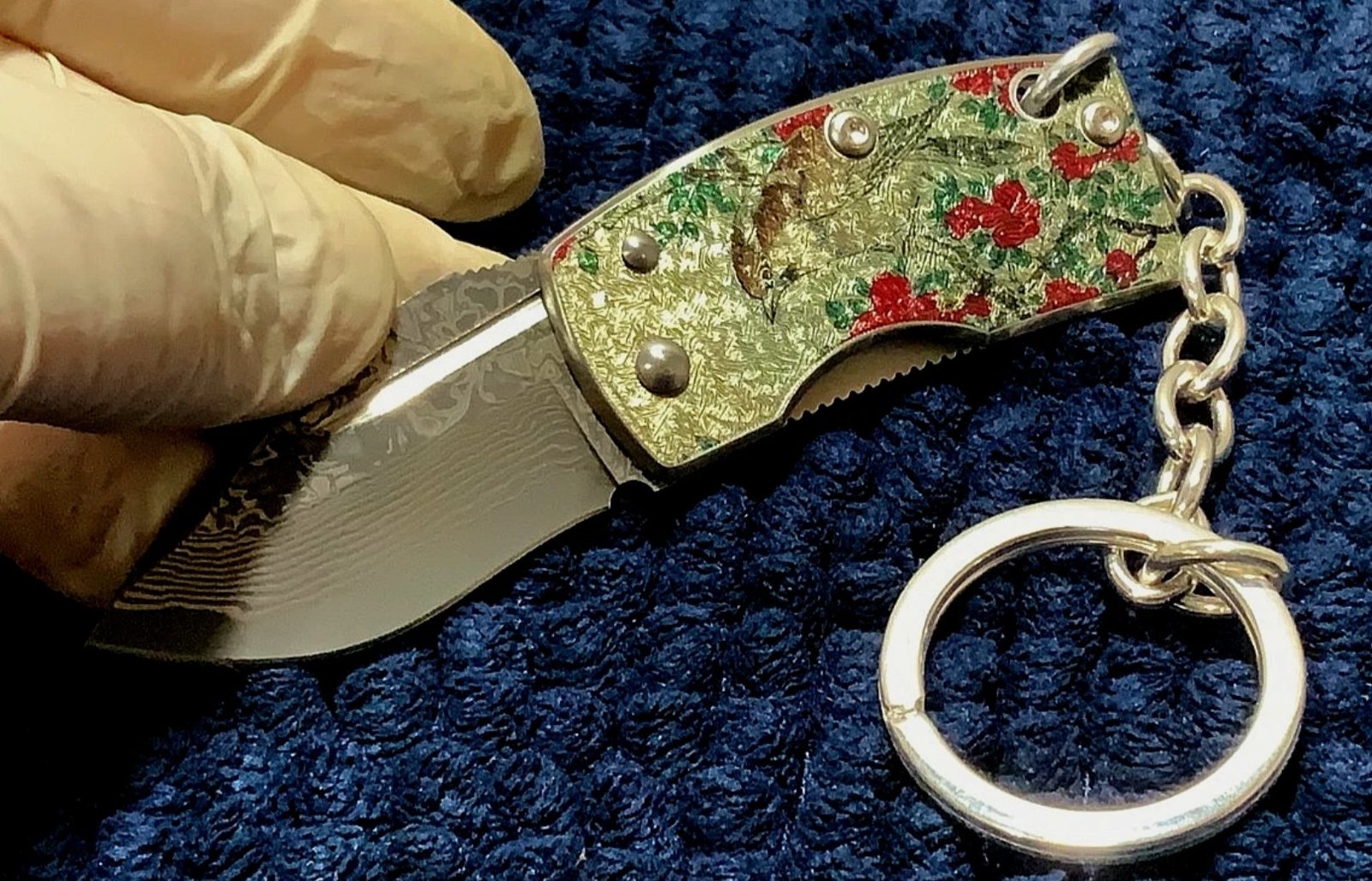 G. Sakai Little Bird Design San Mai Damascus Money Clip Sterling Silver Keychain - Image 6