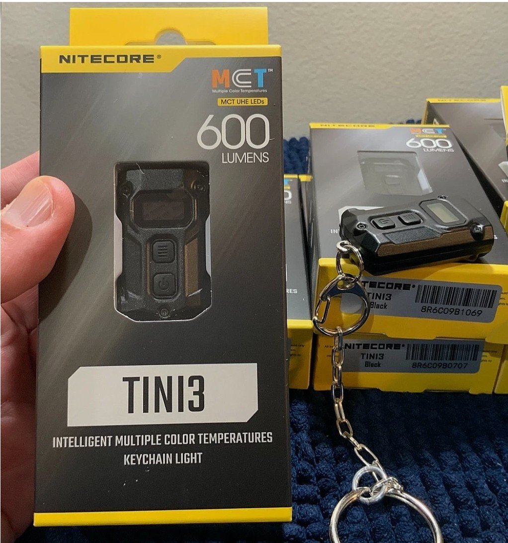 Nightcore TINI 3 Mini Flashlight W/FREE 33mm Keyring and Keychain 600 Lumens