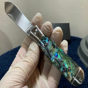 QS167A - QSP Jumping Jack Slip Joint Abalone Sandvik (14C28N) Steel Pocket Knife