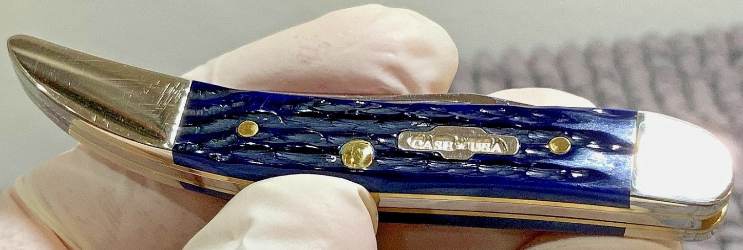 CASE Small Texas Toothpick (2804) Navy Blue Bone Handle Pocket Knife - Image 5