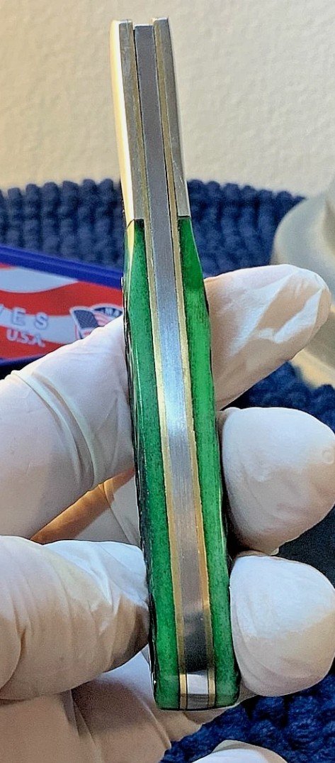 Queen Barlow Polished 1095HC Steel *GREEN* Peachseed Bone Pocket Knife QGPS180 - Image 3
