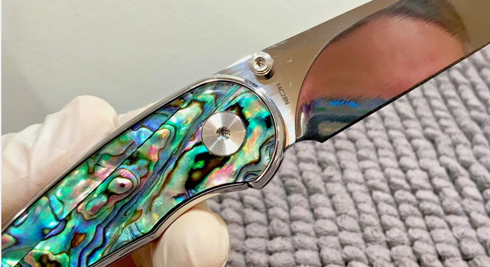 (QS161-D) Dolphin - 14C28N Sandvik Blade - Abalone Inlay - Pocket Curve Knife - Image 7